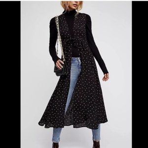 FREE PEOPLE dot print duster vest tie front